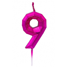 Свеча -цифра "9" Диамант Маджента 4,5смV